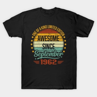 60 Year Old Awesome Since September 1962 Gift 60th Birthday T-Shirt